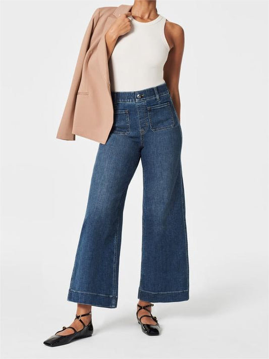 ✨2025 Hot Sale⌛🔥Inventory Clearance! Tummy - Control Cropped Wide - Leg Jeans 🌟